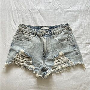 PacSun high rise festival light wash Jean shorts
